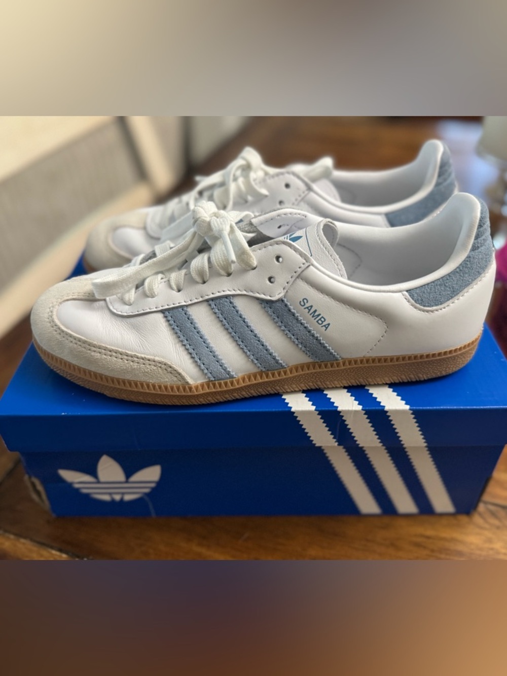 Womens adidas Samba OG Athletic Shoe - White / Alumina / Ash Blue size 6.5
